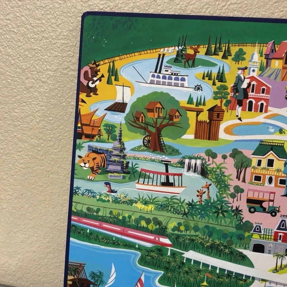 Disney World 50th Magic Kingdom Placemat Board Reversible Map Characters Mickey